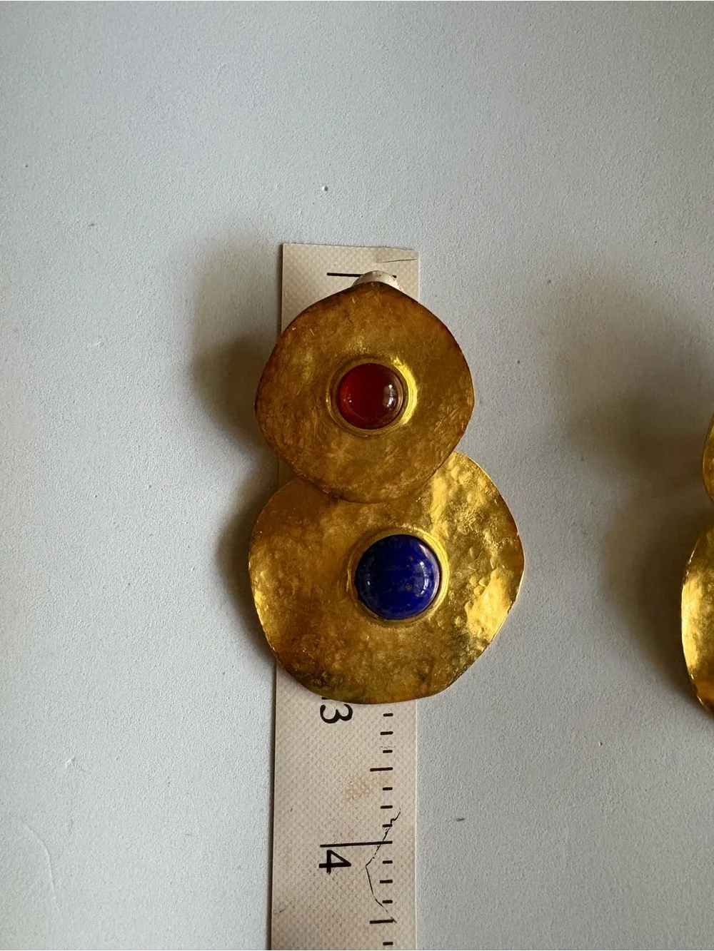 1980’s Round Gold Tone Designer Clip On Earrings
